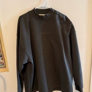 Essentials Black Oversized Crewneck Sweatshirt